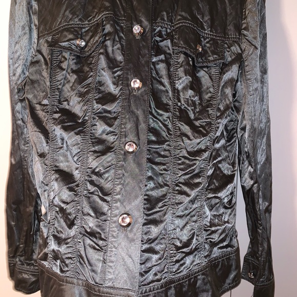 Size 14 Silver Shiny Button-Down Jacket - Picture 6 of 7